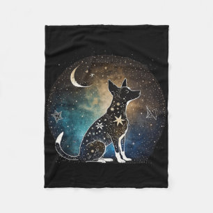 Rat Terrier Dog Yoga Stars Moon Zen Galaxy Splatte Fleece Blanket