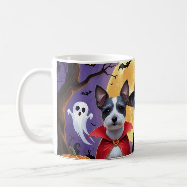 Rat Terrier Dogs Pumpkin Halloween Funny Coffee Mug (Left)