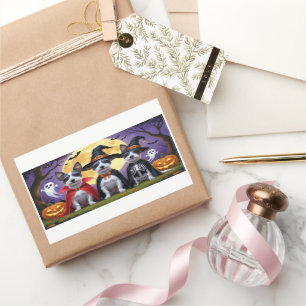 Rat Terrier Dogs Pumpkin Halloween Funny Rectangular Sticker