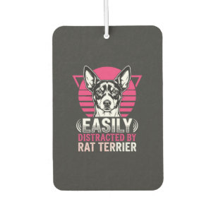 Rat Terrier Easily Distracted Retro Dog Car Air Freshener