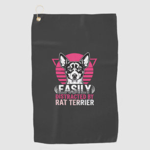 Rat Terrier Easily Distracted Retro Dog Golf Towel
