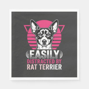 Rat Terrier Easily Distracted Retro Dog Napkin