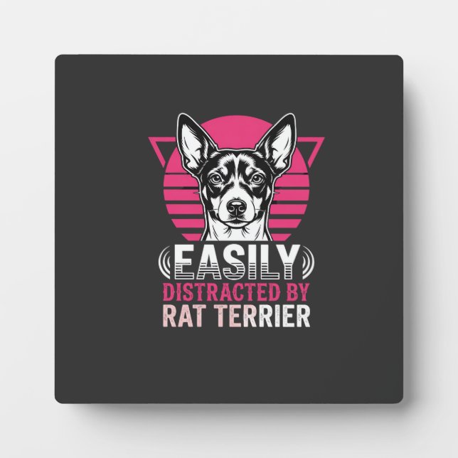 Rat Terrier Easily Distracted Retro Dog Plaque (Front)