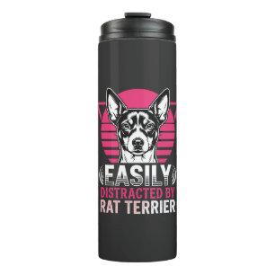Rat Terrier Easily Distracted Retro Dog Thermal Tumbler