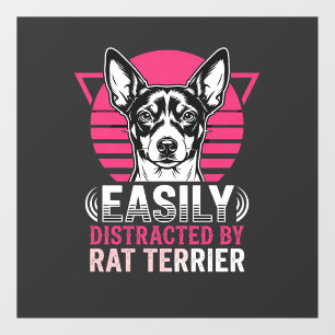 Rat Terrier Easily Distracted Retro Dog Window Cling