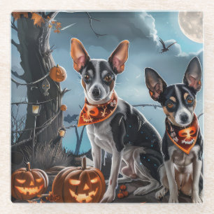 Rat Terrier Halloween Spooky  Glass Coaster