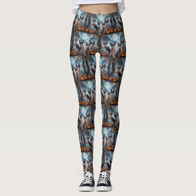 Rat Terrier Halloween Spooky  Leggings (Front)