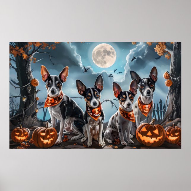 Rat Terrier Halloween Spooky  Poster (Front)