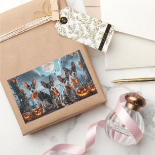 Rat Terrier Halloween Spooky  Rectangular Sticker