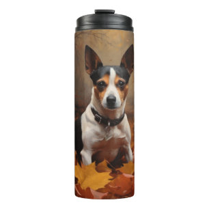 Rat Terrier in Autumn Leaves Fall Inspire  Thermal Tumbler