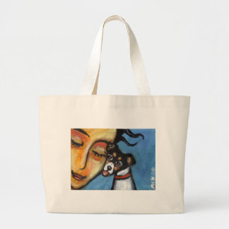 Rat Terrier kiss Large Tote Bag