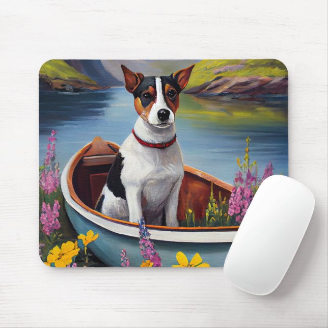 Rat Terrier on a Paddle: A Scenic Adventure Mouse Mat (With Mouse)