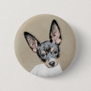 Rat Terrier Painting - Cute Original Dog Art 6 Cm Round Badge