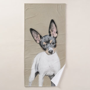 Rat Terrier Painting - Cute Original Dog Art Bath Towel Set