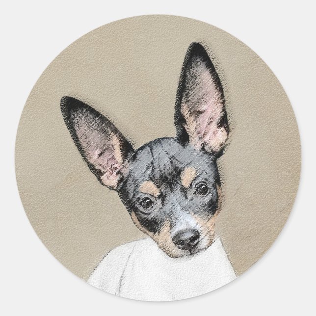 Rat Terrier Painting - Cute Original Dog Art Classic Round Sticker (Front)
