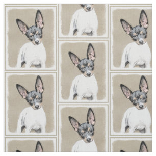 Rat Terrier Painting - Cute Original Dog Art Fabric