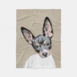 Rat Terrier Painting - Cute Original Dog Art Fleece Blanket