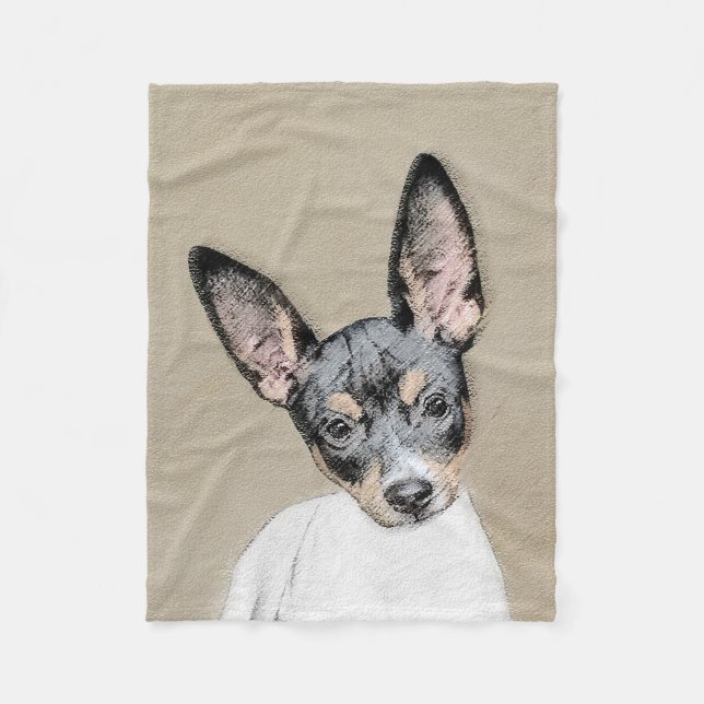 Rat Terrier Painting - Cute Original Dog Art Fleece Blanket (Front)