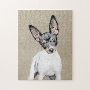 Rat Terrier Painting - Cute Original Dog Art Jigsaw Puzzle