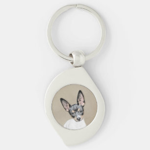 Rat Terrier Painting - Cute Original Dog Art Key Ring