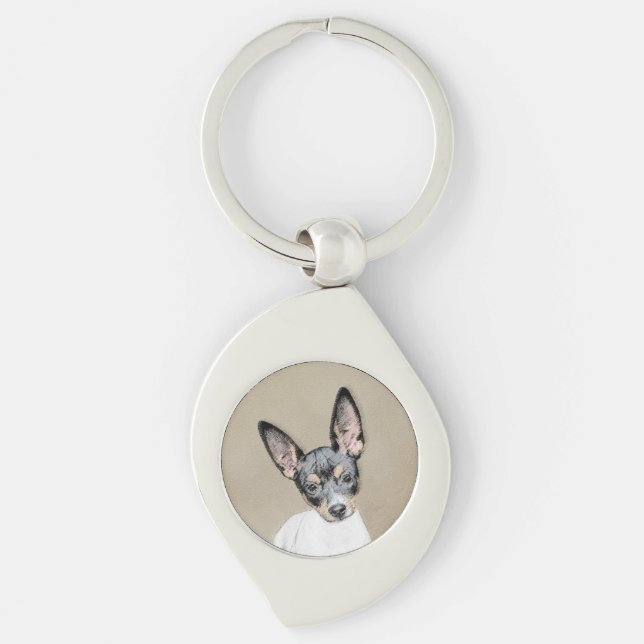 Rat Terrier Painting - Cute Original Dog Art Key Ring (Front)