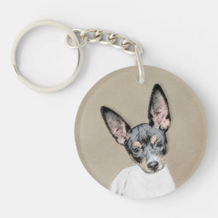 Rat Terrier Painting - Cute Original Dog Art Key Ring