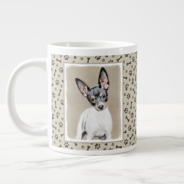 Rat Terrier Painting - Cute Original Dog Art Large Coffee Mug (Left)