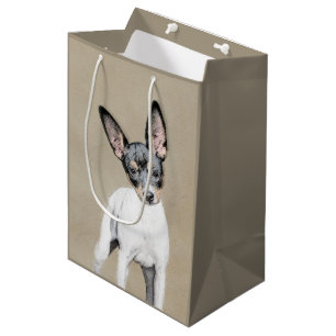 Rat Terrier Painting - Cute Original Dog Art Medium Gift Bag