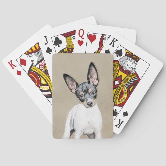 Rat Terrier Painting - Cute Original Dog Art Playing Cards (Back)