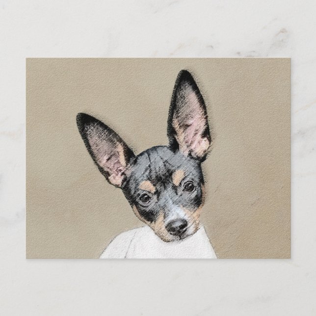 Rat Terrier Painting - Cute Original Dog Art Postcard (Front)