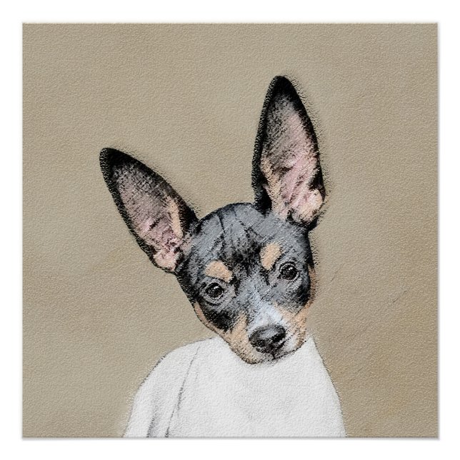 Rat Terrier Painting - Cute Original Dog Art Poster (Front)