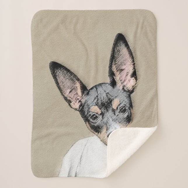 Rat Terrier Painting - Cute Original Dog Art Sherpa Blanket (Front)