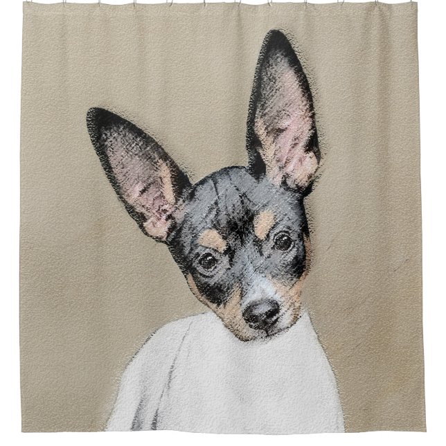 Rat Terrier Painting - Cute Original Dog Art Shower Curtain (Front)