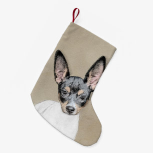 Rat Terrier Painting - Cute Original Dog Art Small Christmas Stocking