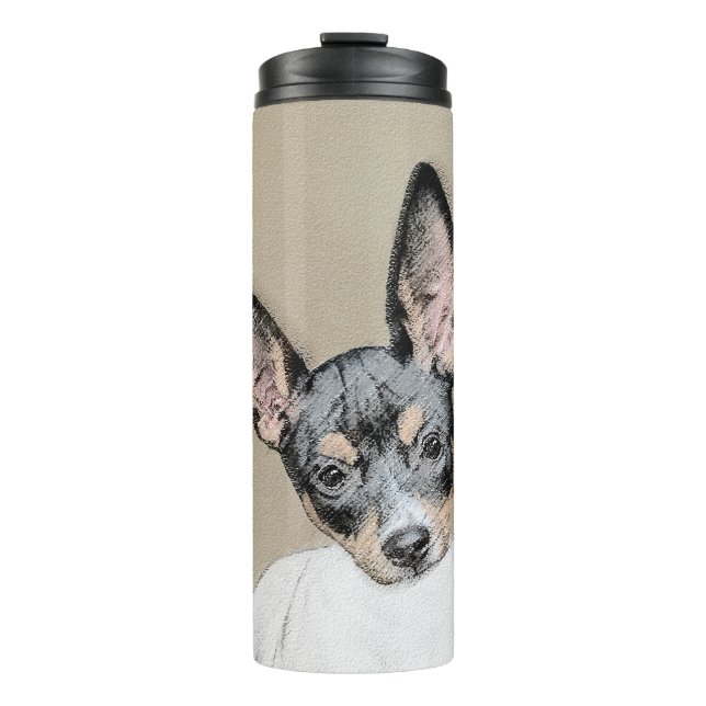 Rat Terrier Painting - Cute Original Dog Art Thermal Tumbler (Front)