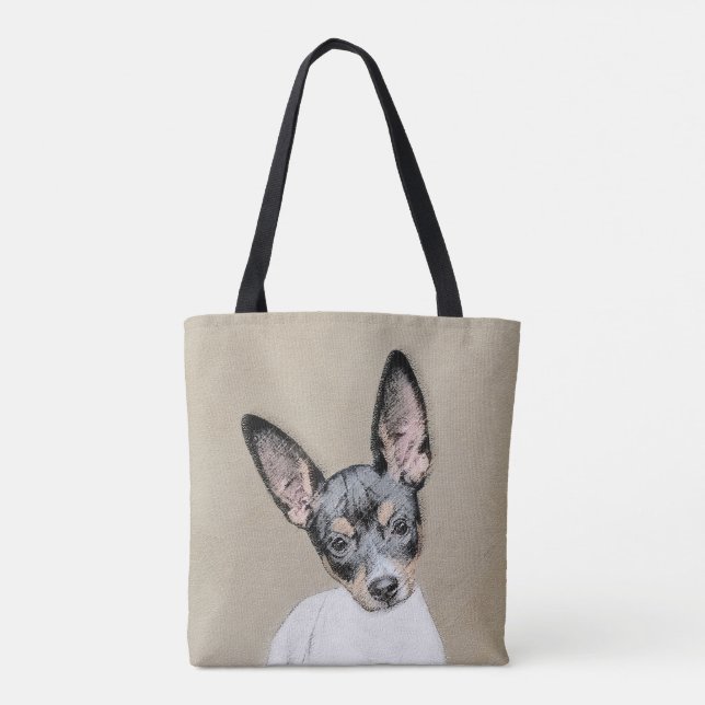 Rat Terrier Painting - Cute Original Dog Art Tote Bag (Back)