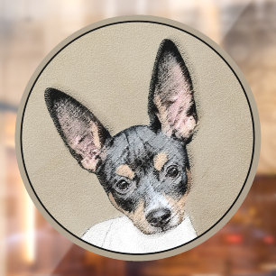 Rat Terrier Painting - Cute Original Dog Art Window Cling