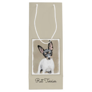 Rat Terrier Painting - Cute Original Dog Art Wine Gift Bag