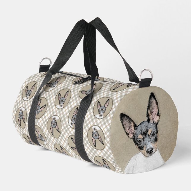 Rat Terrier Painting Tri Colour Original Dog Art Duffle Bag (Left Corner)