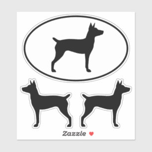 Rat Terrier Pet Dog Silhouettes Vinyl Sticker Set