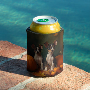 Rat Terrier Puppy Autumn Delight Pumpkin  Can Cooler