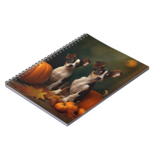 Rat Terrier Puppy Autumn Delight Pumpkin Notebook