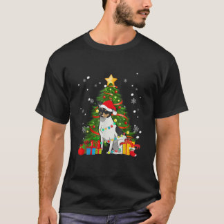 Rat Terrier Santa Christmas Tree Light Pajama Dog T-Shirt