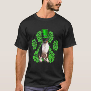 Rat Terrier Shamrock Paw Clovers St Patrick S Day T-Shirt