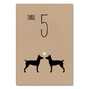 Rat Terrier Silhouettes Dogs Wedding Reception Table Number