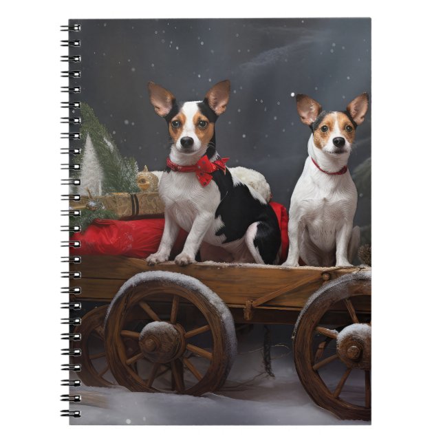 Rat Terrier Snowy Sleigh Christmas Decor Notebook (Front)