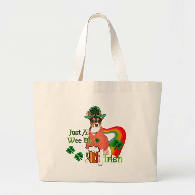 Rat Terrier St Patricks Large Tote Bag (Front)