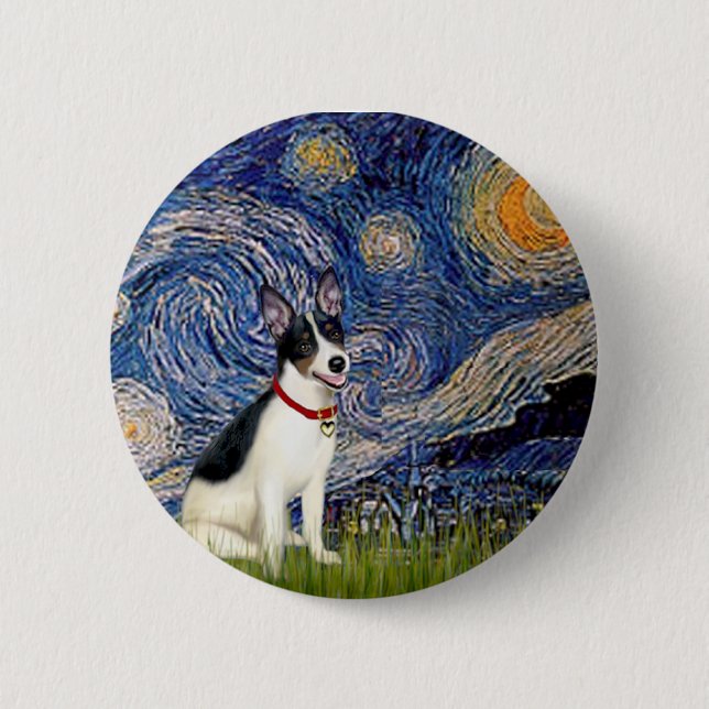 Rat Terrier - Starry Night 6 Cm Round Badge (Front)