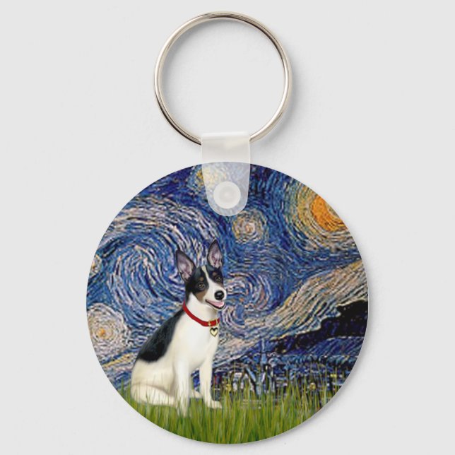 Rat Terrier - Starry Night Key Ring (Front)