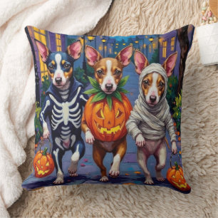 Rat Terrier Trick-or-Treating Halloween Costumes Cushion